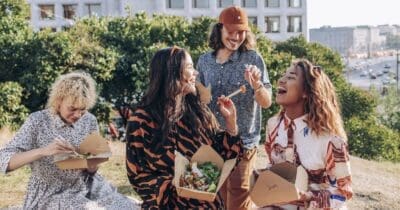 Friends having a picnic